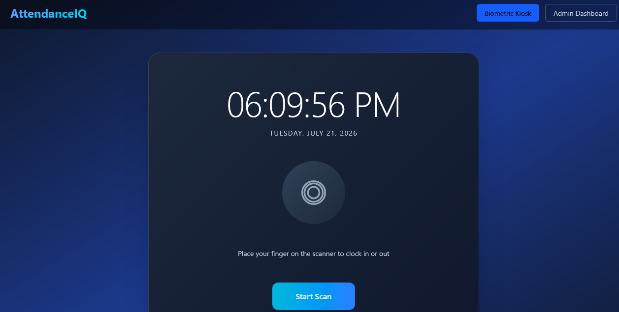 AttendanceIQ: Biometric Clock-In Kiosk